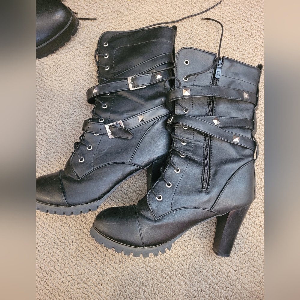 Heeled Lace Up Boots